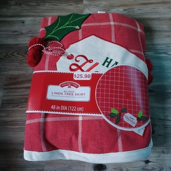 Holiday Time 48 inch Linen Christmas Tree Skirt - Picture 1 of 3
